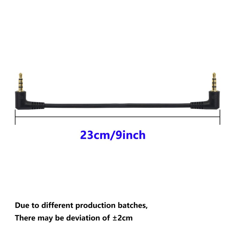 SinLoon 3.5mm TRRS Cable, (2-Pack) Gold Plated 90 Degree Right & Left Angled 3.5mm Stereo 4-Pole Male to Male Auxiliary Audio Cable for Smartphones,Tablets,Players Microphone(4-P,9inch) - Image 3